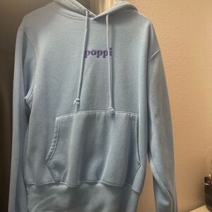 Pop Light Blue Hoodie with Purple Accents